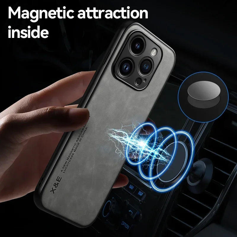 Case For iPhone 17 16 16e 15 14 13 12 11 Pro Max Plus 13 12 Mini 8 7 SE Luxury Protective Cover Car Holder Phone Coque Fundas